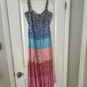 Multicolor Spotted Maxi Dress
